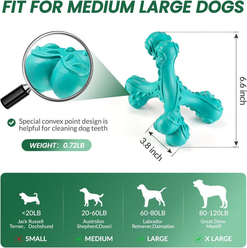 Dog Chew Toys for Aggressive Chewers, Indestructible Bones Toy, Durable Natural Rubber Cleaning Toothbrush Toys