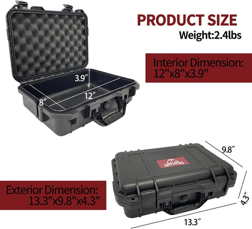 Sutekus Hard Pistol Case, Waterproof Handgun Carrying Case with Foam for Gun Accessories