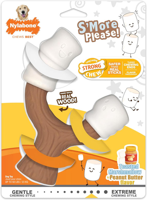 Nylabone Strong Chew Marshmallow Stick Dog Chew Toy - Fun Durable Dog Toys for Aggressive Chewers, Toasted Marshmallow