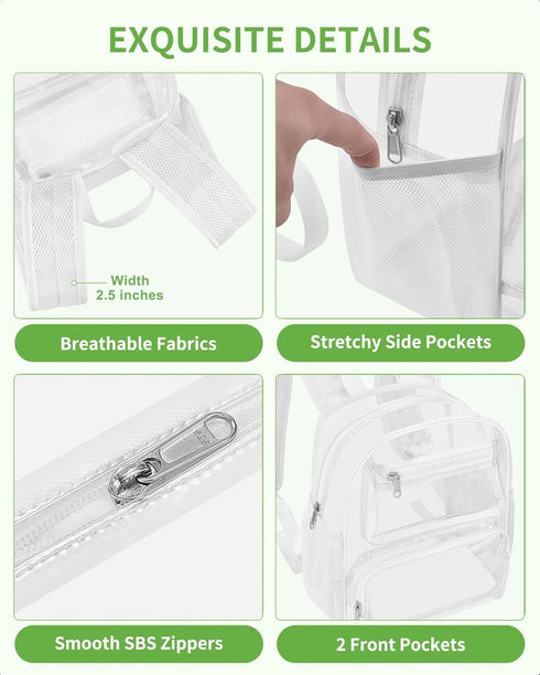 Backpack MAY TREE Small Clear Stadium Approved for Women and Men Clear Bag for Stadium Events Concert Sporting