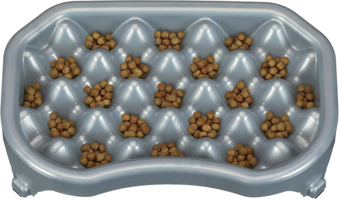 Neater Pet Brands - Neater Slow Feeder Dog Bowl - Fun, Healthy, Stress Free Design Helps Stop Bloat (2.5 Cup, Silver