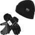MOREOK 3M Thinsulate Winter Gloves MK020F One Pair (Black-Large) and Unisex Winter Beanie Hats