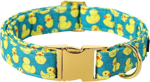 Maca Bates Cute Duck Green Dog Collar for Dogs, Adjustable Thick Collars, Gift for Small Medium Large XL Puppy
