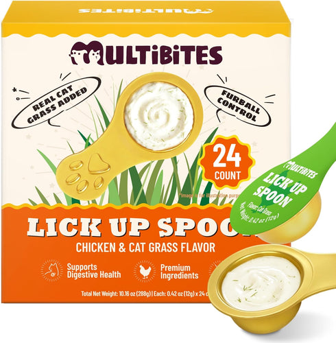 Lickable Cat Grass Treats with Lick-Up Spoons, Healthy Cat Grass Wet Cat