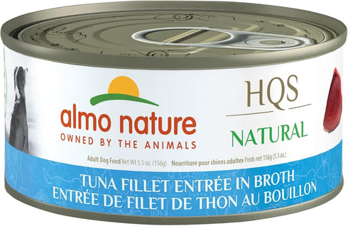 almo nature HQS Natural Wet Dog Food, Tuna Fillet Entree in Broth, 5.5 oz, Pack of 12