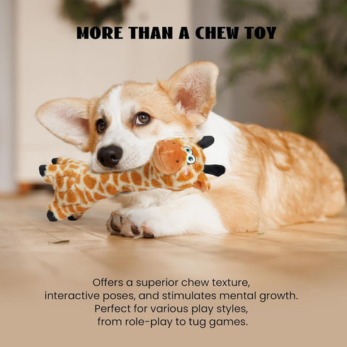 Nocciola Twistable Giraffe Dog Toy, Stuffed Plush Toy for Small Medium Breeds, Interactive Tug of War Toy