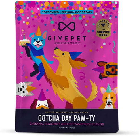 Gotcha Day Paw-ty Dog Treats, 11 oz - Premium Grain-Free Training Treats - Banana, Coconut, Strawberry Snacks