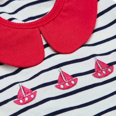 Blueberry Pet Soft & Comfy Summer Vacation Beach Cotton Dog T-Shirts, Cerise Red, 2 Pack, Sailor Suit