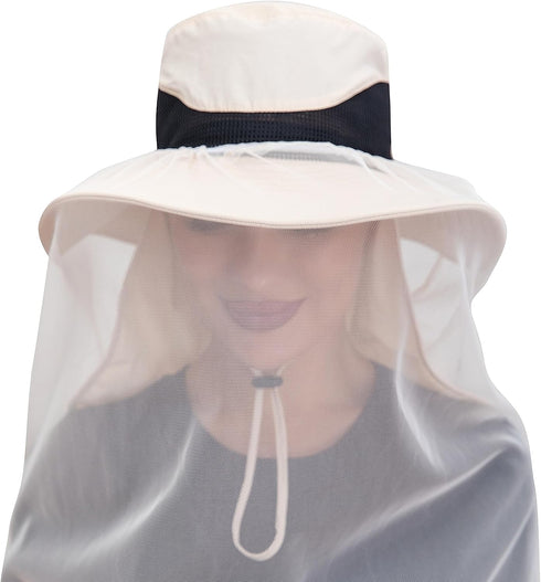 Mosquito Net Hat - Bug Cap with UPF 50+ Sun Protection and Hidden Netting for Outdoors for Women and Men