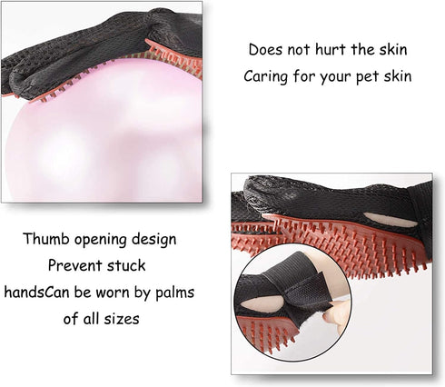Pet Grooming Glove Hair Remover Brush, Gentle Deshedding Mitt for Dogs, Cats, Horses, Long Short Fur (1 Pair)