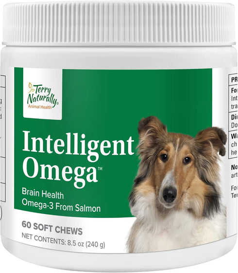 Terry Naturally Animal Health Intelligent Omega, 60 Soft Chews, Omega 3 from Salmon for Dogs, Promotes Brain & Eye