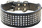 2 Inches Wide Leather Rhinestone Crystal Diamante Jeweled Dog Collar Chain Leash Set for Pitbull, Bulldog, Doberman