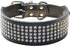 2 Inches Wide Leather Rhinestone Crystal Diamante Jeweled Dog Collar Chain Leash Set for Pitbull, Bulldog, Doberman