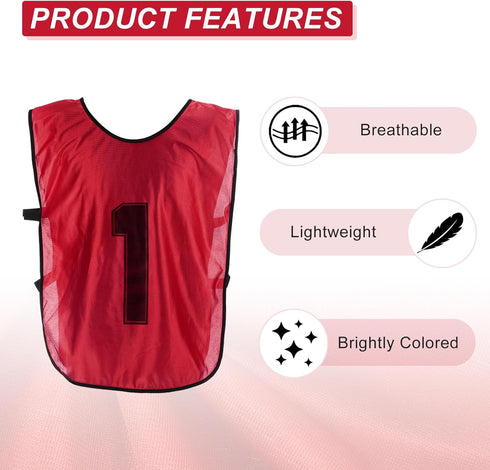 Reversible Numbered Soccer Practice Pinnies for Youth - PATIKIL Training Vest