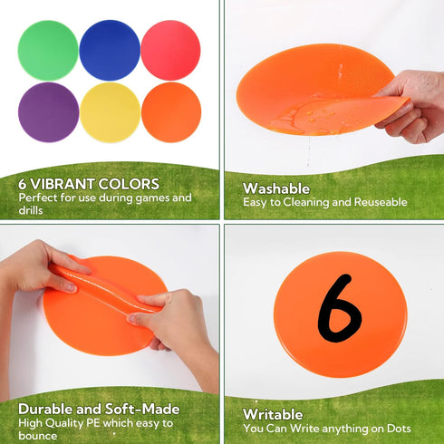 Suprwin 9 Inch -30 Poly Vinyl Spot Markers, Non Slip Rubber Agility Markers Flat Field Cones Floor Dots,for Exercise