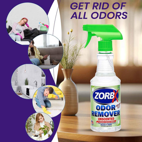 ZORBX Unscented Odor Eliminator Spray for Strong Odor, 16 Oz - Advanced Trusted Formula
