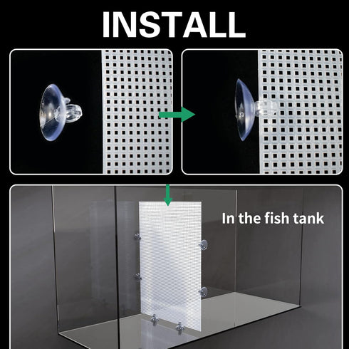 2 Pack Fish Tank Divider, Clear Plastic Cuttable Grid Plate, 13 * 17.3in, Includes Suction Cups