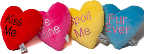 Midlee Candy Heart Valentine's Dog Toy, Set of 4 Large Plush Squeaky Toys