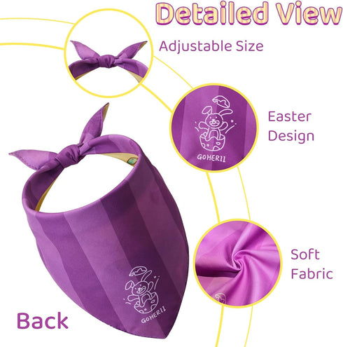 1 Pack Easter Dog Bandana, Colorful Easter Egg Puppy Scarf, Adjustable Triangle Double-Layer Reversible, Soft