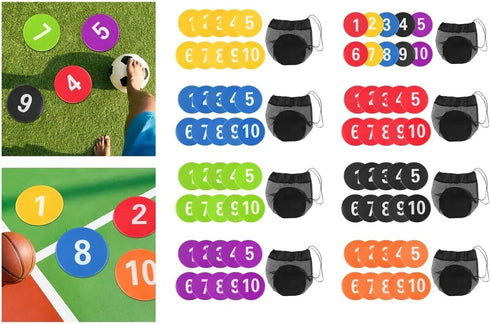 KaiYeA 10 Spot Markers Pieces Numbered Floor Spot Markers Soccer Training Training Mark Pads Flat Disc Markers