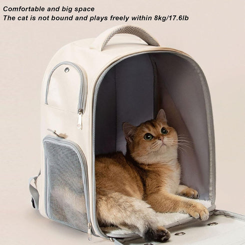 Cat Backpack Carrier, Large Capacity Transparent Ventilated Travel Bag for Cats, Kittens, and Puppies
