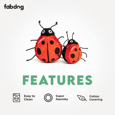 fabdog Faballs Dog Ball Toys, Super Squeaky Durable Plush Toys for All Breeds - Large Lady Bug