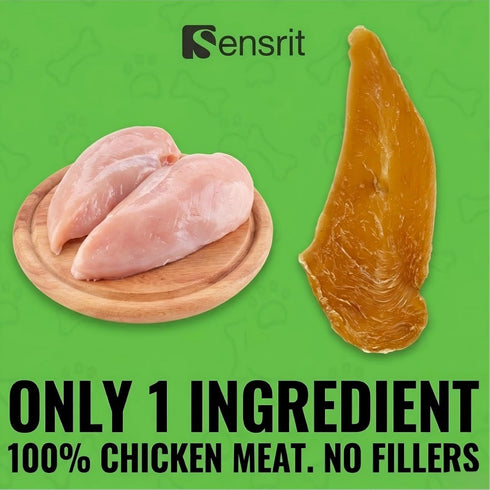 Sensrit 100% 120g (68%) Dried Chicken Slices Dog Treats - Single Ingredient Jerky, High Protein Real Chicken Breast
