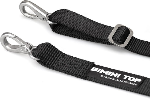 Two Hooks Adjustable Bimini Boat Top Straps, 38"~70" Marine Awning Webbing Straps with Heavy Duty Snap Hooks