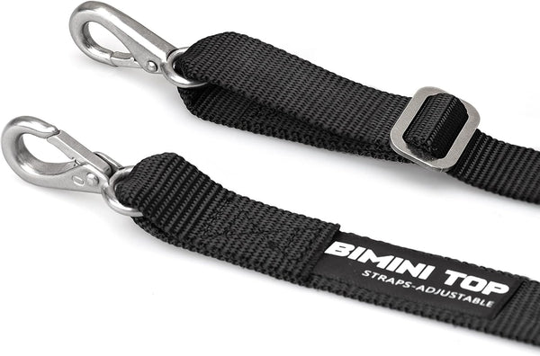Two Hooks Adjustable Bimini Boat Top Straps, 38"~70" Marine Awning Webbing Straps with Heavy Duty Snap Hooks