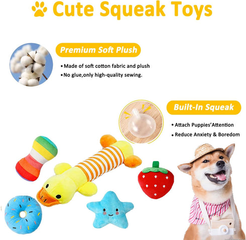 Dog Puppy Toys 23 Pack - Puppy Chew Toys for Fun and Teeth Cleaning - Squeak Toys and Tug of War Toys