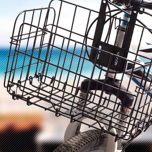 Folding Bike Front Basket Wire Basket with Handles for Easy Installation on Front Handlebar