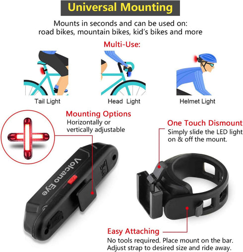USB Rechargeable LED Bike Tail Light (2 Packs), Ultra Bright Waterproof Bicycle Rear Light, 7 Light Modes
