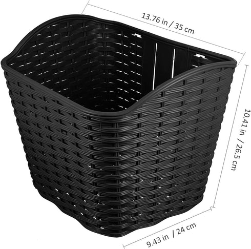 Commuting Toddmomy Braided Bike Basket Front Carrier Plastic Retro Bicycle Storage Basket Black for and Grocery