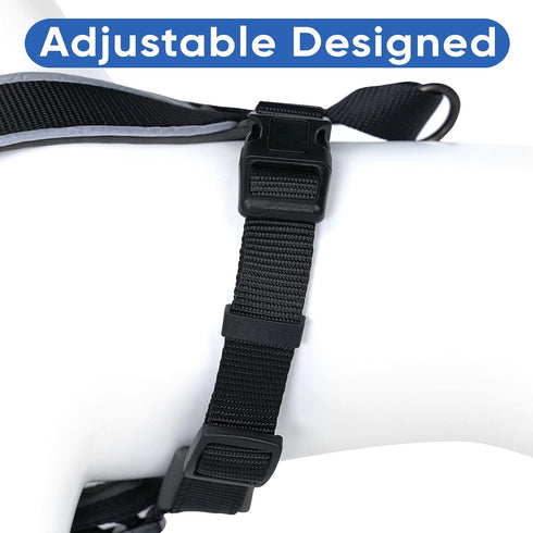 Pawtitas Reflective Dog Harness, Padded and Comfortable Control for Walks or Runs, XS, Black