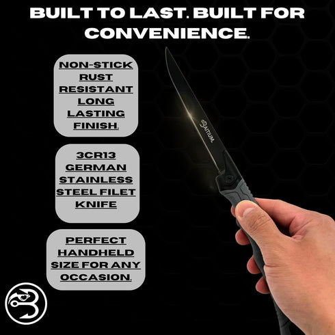 Folding Fillet Knife, 6 Inch Boning Knife, Collapsible Fishing Knife for Meat Cutting, Fishing Gear and Equipment