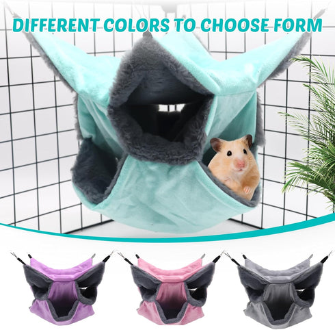 LYART Hammock 3-Layer Hammock (2.Mint) Sugar Glider Pouch Bed Bedding, Sugar Glider Cage Accessories Toys for Rat, Make