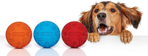 Snug Rubber Dog Balls (3 Pack) - Tennis Ball Size, Virtually Indestructible for Small and Medium Dogs