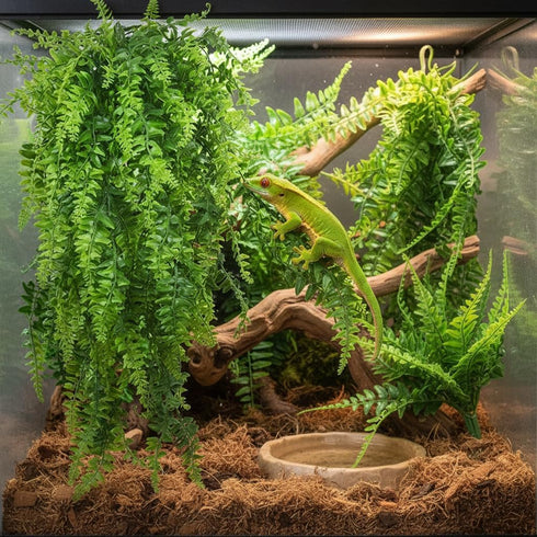 (4 Pack) PINVNBY Reptile Plants Hanging Fake Vines Boston Climbing Terrarium Plant with Suction Cup for Bearded Dragons