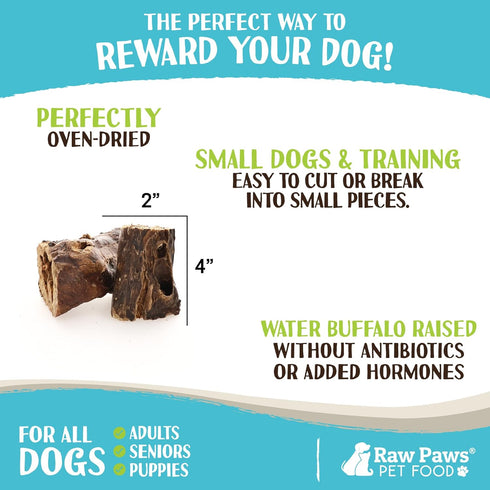 Raw Paws Water Buffalo Lung Treats for Dogs, 16-oz - Free Range USA Packed Dehydrated Lung Steak Treats