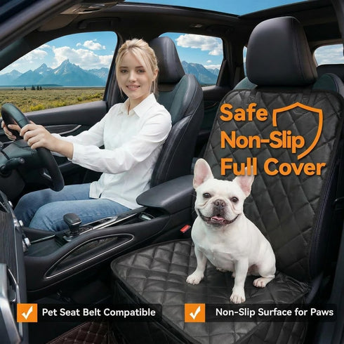 KritterKorner Car Seat Cover for Dogs,Waterproof PU Leather Dog Car Front Seat Cover,Heavy Duty Captain Seat Protector