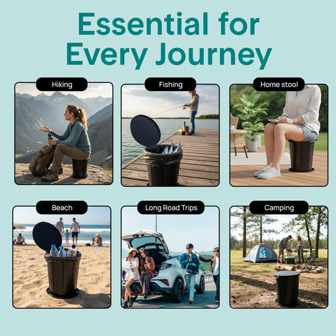 350 lbs SereneLife Portable Camping Toilet Foldable Travel Potty with Adjustable Height, Up to Capacity, Lid, Non-Slip
