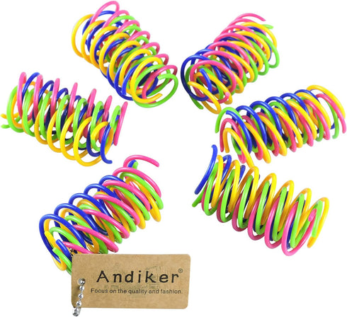 Andiker 24pcs Cat Spring Toy, Colorful Spiral Springs, Interactive Durable Plastic Toys for Indoor Cats