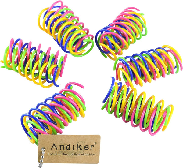 Andiker 24pcs Cat Spring Toy, Colorful Spiral Springs, Interactive Durable Plastic Toys for Indoor Cats