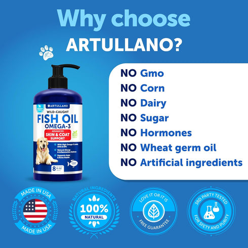 Omega 3 Fish Oil for Dogs - Better Than Salmon Oil, Liquid Fish Oil for Pets, Skin and Coat Food Supplement