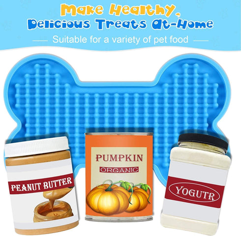 Lick Mat for Dogs, 2 Pack Peanut Butter Licking Mats, Slow Feeding Bowl for Pet Food and Grooming