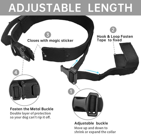 Tactical Dog Collar with Handle, Adjustable Nylon Training Collar with Heavy Duty Metal Buckle for Medium Large Dogs