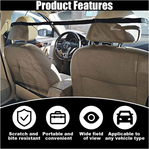 Car Dog Barrier Net, Auto Protection Fence Net Backseat Mesh Pet Barrier for Most Cars, Trucks, SUVs