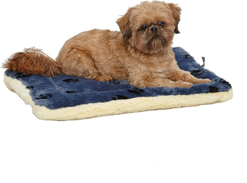 MidWest Homes for Pets Reversible Paw Print Pet Bed - Blue/Cream, 23.5L x 17W x 2.8H for Small Dogs