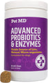 Pet MD Probiotics & Enzymes for Dogs, Digestive Aid Chews for Gut Health, 60 ct for Upset Stomach, Diarrhea