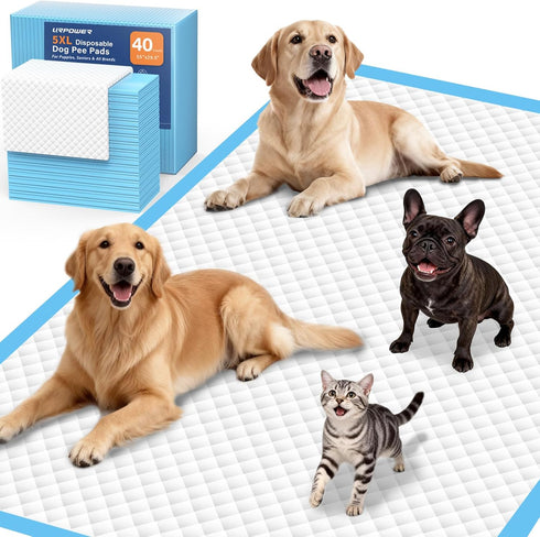 URPOWER Extra Large Dog Pee Pads 55"x29.5" 40 Count, 5XL Super Absorbent